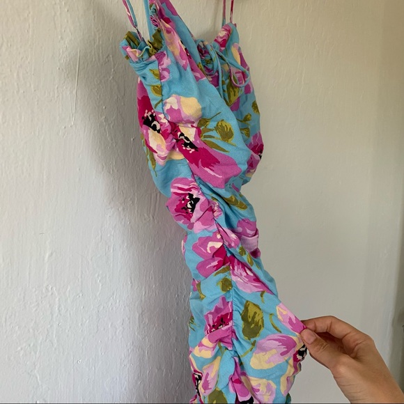 Zara Draped Ruched Floral Mini Dress - Picture 11 of 15